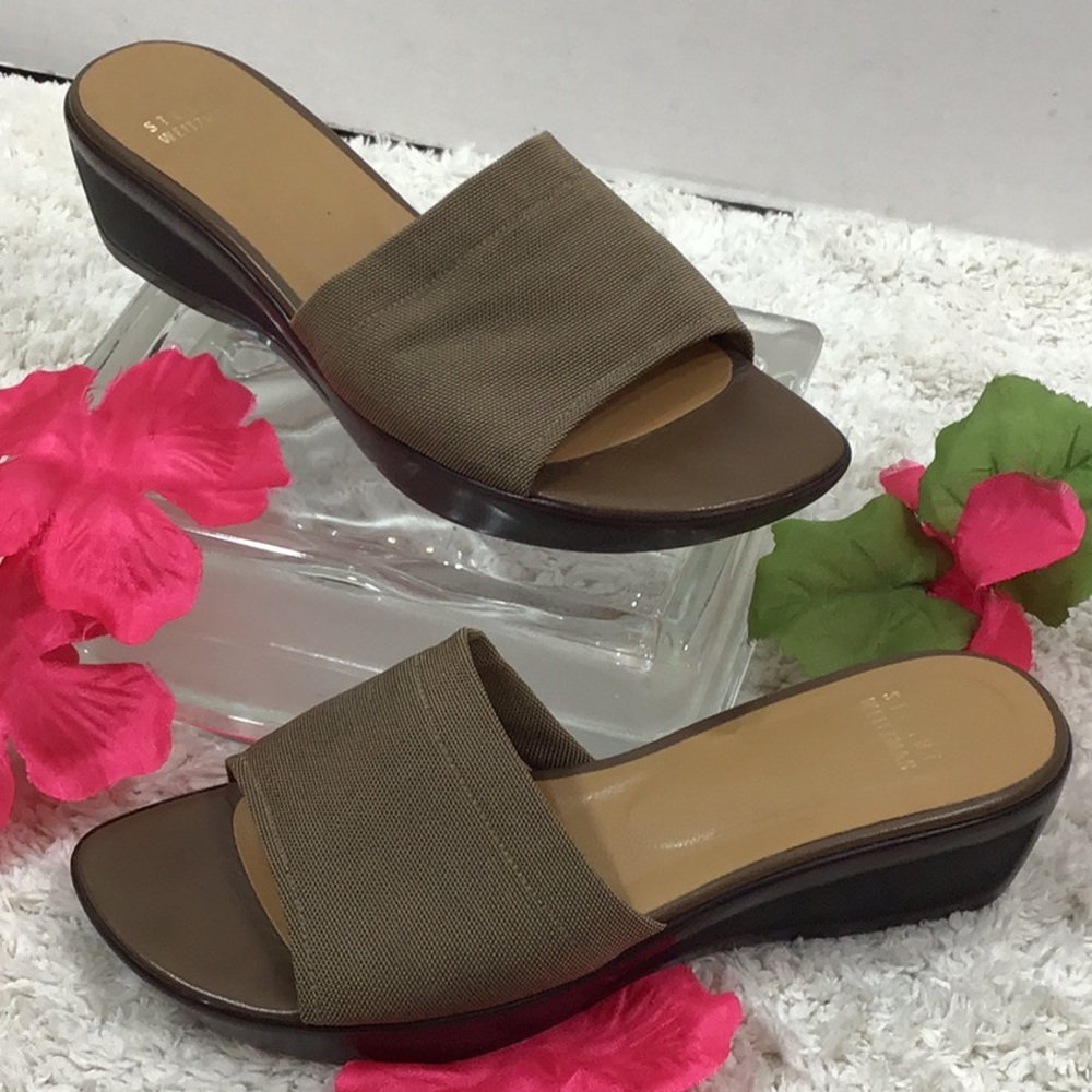 Stuart Weitzman slip on wedge sandals 7.5
